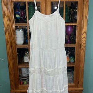 Lucky Brand White Tiered Midi Dress